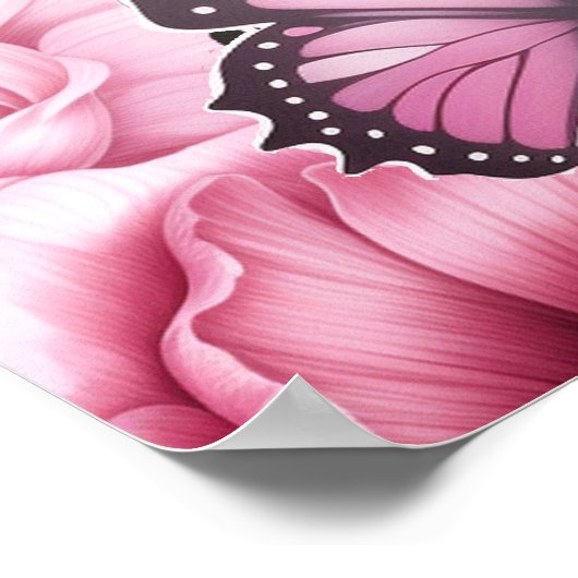 Schmetterlinge und Blume in verschiedenen Farbtöne Poster (Ecke)