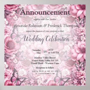 Schmetterlinge und Blume in verschiedenen Farbtöne Poster