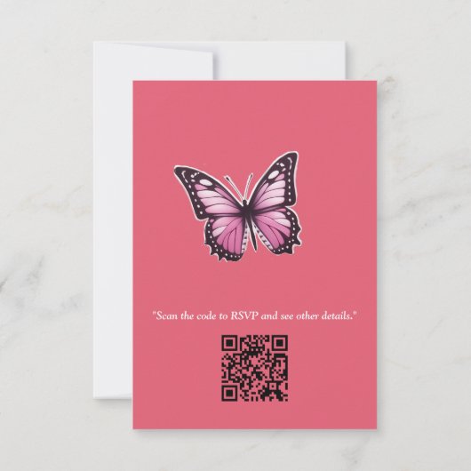 Schmetterlinge und Blume in verschiedenen Farbtöne RSVP Karte (Rückseite)