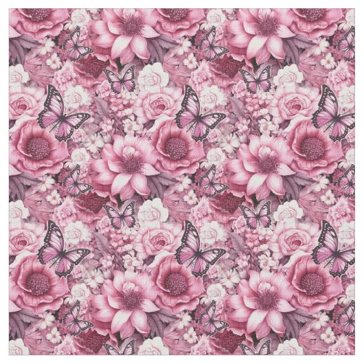 Schmetterlinge und Blume in verschiedenen Farbtöne Stoff (Nahaufnahme)