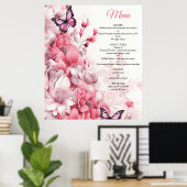 Schmetterlinge und Blume in verschiedenen Rosatöne Poster (Heimbüro)