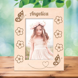 Schmetterlinge und Blume Individuelle Name 12x18 Geätzte Rahmen