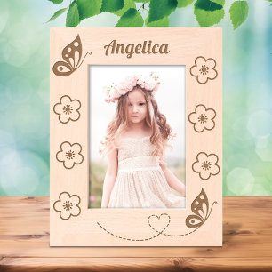 Schmetterlinge und Blume Individuelle Name 12x18 Geätzte Rahmen