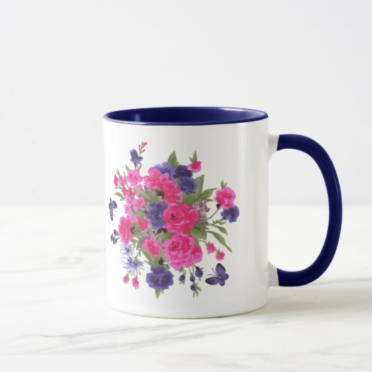 Schmetterlinge und Blume Individuelle Name Muttert Tasse (Rechts)