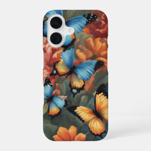 Schmetterlinge und Blume iPhone 16 Hülle