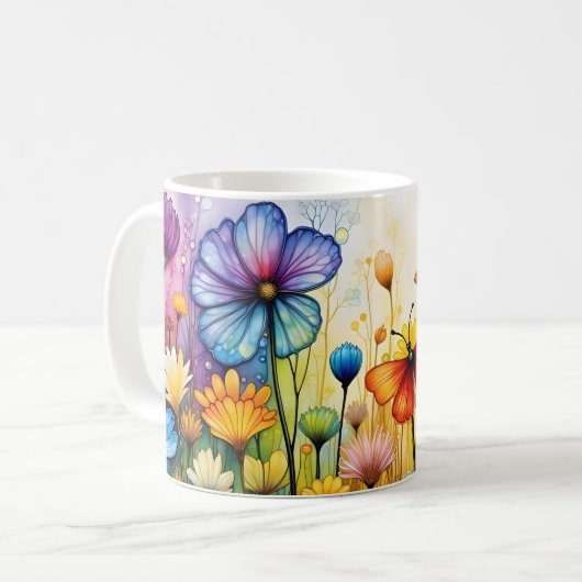 Schmetterlinge und Blume Kaffeetasse (Vorderseite Links)
