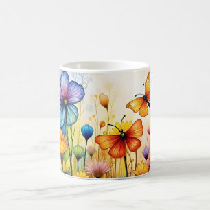 Schmetterlinge und Blume Kaffeetasse