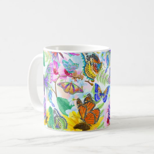 Schmetterlinge und Blume Kaffeetasse (Vorderseite Links)