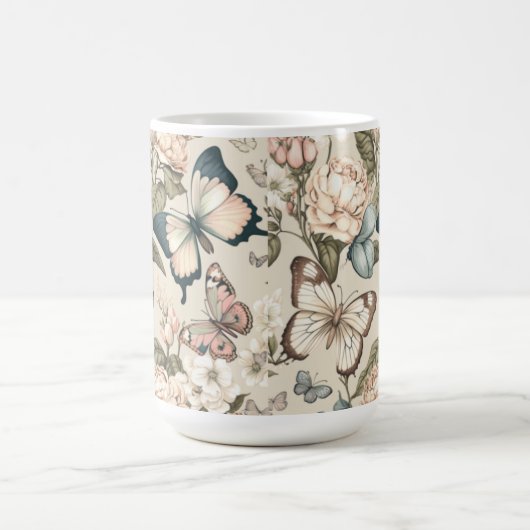 Schmetterlinge und Blume Kaffeetasse (Mittel)