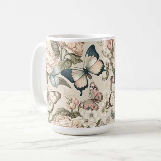 Schmetterlinge und Blume Kaffeetasse (Vorderseite Links)