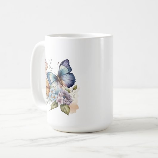 Schmetterlinge und Blume Kaffeetasse (Vorderseite Links)