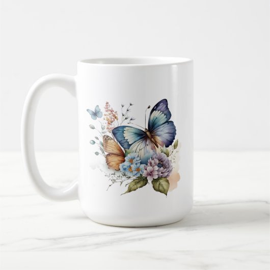 Schmetterlinge und Blume Kaffeetasse (Links)