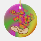 Schmetterlinge und Blume Keramikornament (Hinten)