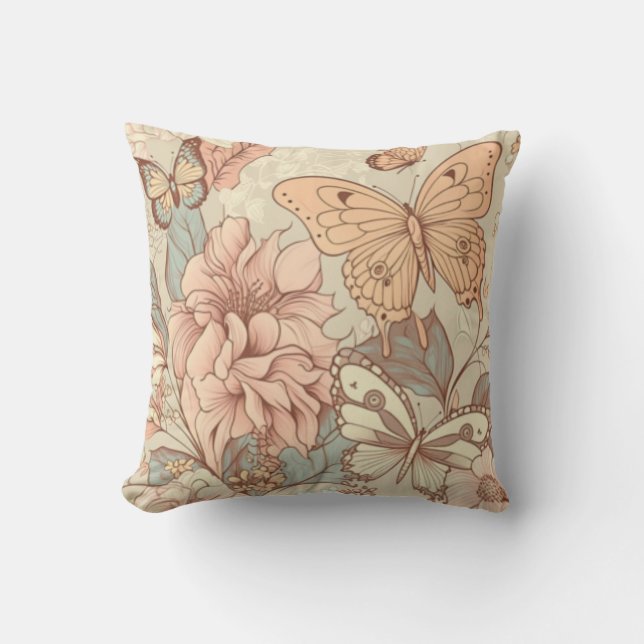 Schmetterlinge und Blume Kissen (Vorderseite)