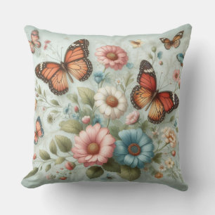 Schmetterlinge und Blume Kissen