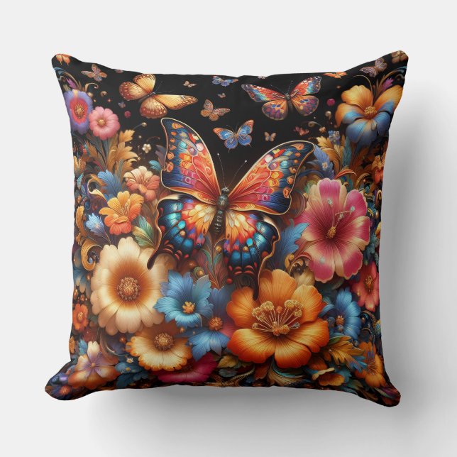 Schmetterlinge und Blume Kissen (Vorderseite)