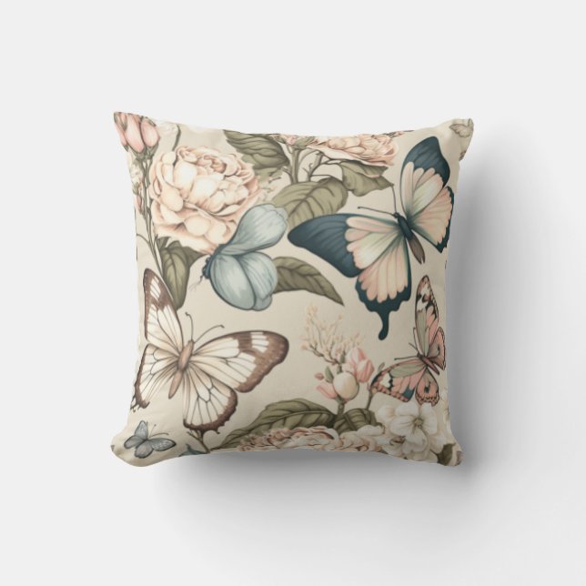 Schmetterlinge und Blume Kissen (Vorderseite)