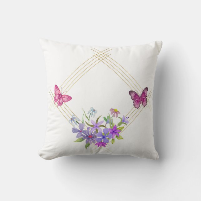 Schmetterlinge und Blume Kissen (Vorderseite)