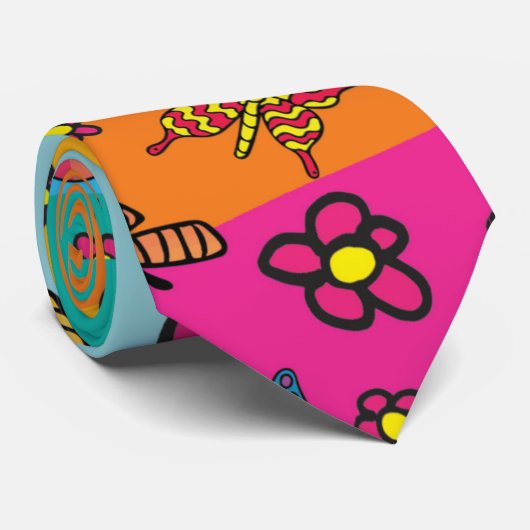 Schmetterlinge und Blume Krawatte (Gerollt)