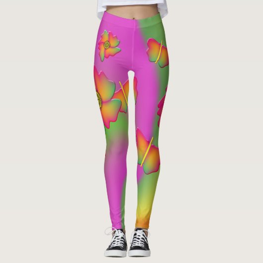 Schmetterlinge und Blume Leggings (Vorderseite)