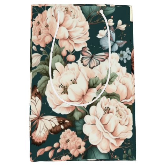 Schmetterlinge und Blume Mittlere Geschenktüte (Vorderseite)