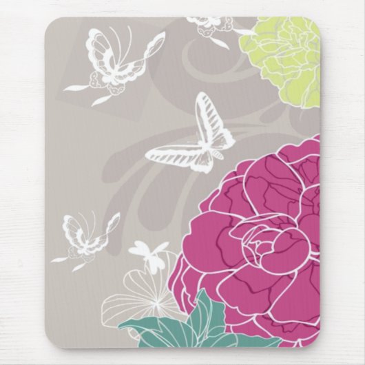 Schmetterlinge und Blume Mousepad (Vorne)