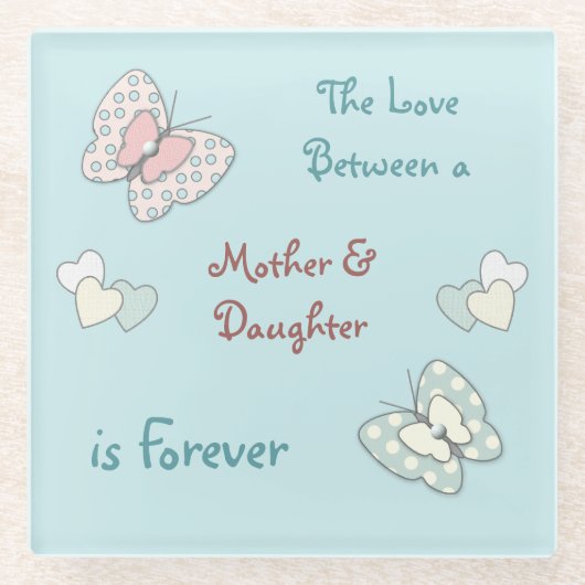 Schmetterlinge und Blume Mutter Tochter Glasuntersetzer (Vorderseite)