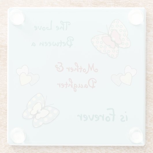 Schmetterlinge und Blume Mutter Tochter Glasuntersetzer (Rückseite)