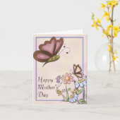 Schmetterlinge und Blume Muttertag Karte (Gelbe Blume)