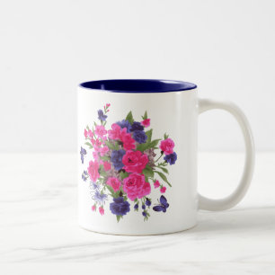 Schmetterlinge und Blume Muttertagsgeschenk Zweifarbige Tasse