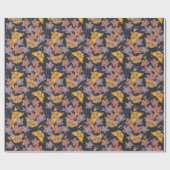 Schmetterlinge und Blume Nacht Geschenkpapier (Flach)