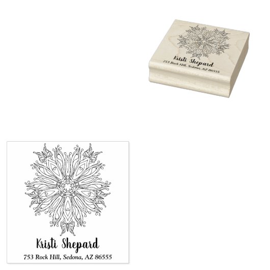 Schmetterlinge und Blume, Name und Anschrift, DIY, Gummistempel (Stempel)