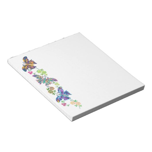 Schmetterlinge und Blume Notizblock (angewinkelt)