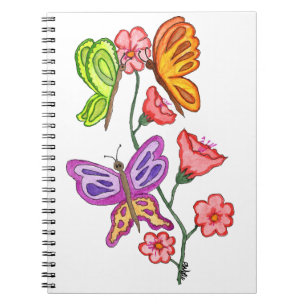 Schmetterlinge und Blume Notizblock