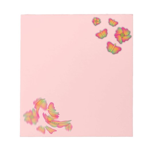 Schmetterlinge und Blume Notizblock (Vorderseite)
