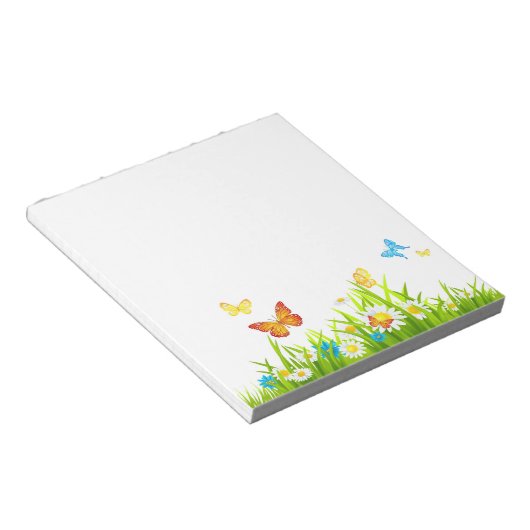 Schmetterlinge und Blume Notizblock (angewinkelt)