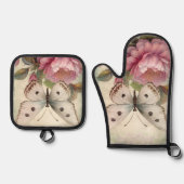 Schmetterlinge und Blume Ofenhandschuh & Topflappen-Set (Vorderseite)