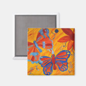 Schmetterlinge und Blume Öllackmagnet Magnet (Vorderseite/Rückseite)