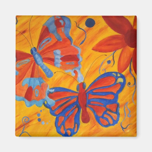 Schmetterlinge und Blume Öllackmagnet Magnet (Vorne)