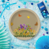 Schmetterlinge und Blume Pappteller (Party)
