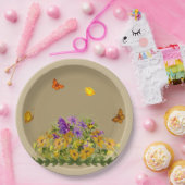 Schmetterlinge und Blume Pappteller (Party)