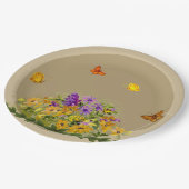 Schmetterlinge und Blume Pappteller (Schrägansicht)