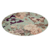 Schmetterlinge und Blume pastellgrün Schneidebrett (Ecke)