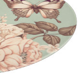 Schmetterlinge und Blume pastellgrün Schneidebrett (Ecke)