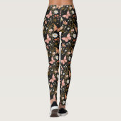 Schmetterlinge und Blume Pastellrosa Schwarzer Mar Leggings (Rückseite)