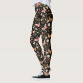 Schmetterlinge und Blume Pastellrosa Schwarzer Mar Leggings (Links)