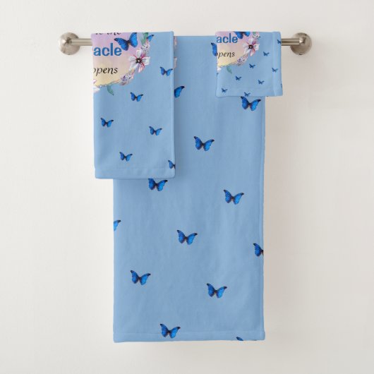 Schmetterlinge und Blume Positives Mindset-Zitat Badhandtuch Set (Insitu)