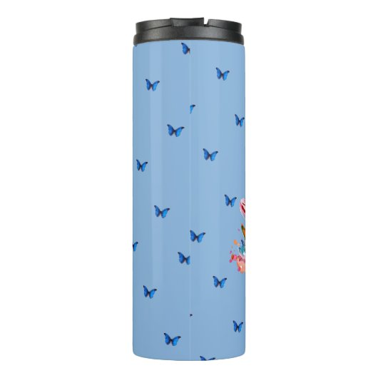 Schmetterlinge und Blume Positives Mindset-Zitat Thermosbecher (Rückseite)