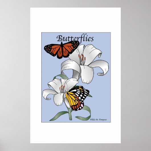 Schmetterlinge und Blume Poster (Vorne)