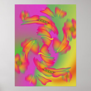 Schmetterlinge und Blume Poster